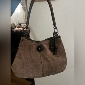 Coach Hampton Flint Stitch Suede Satchel